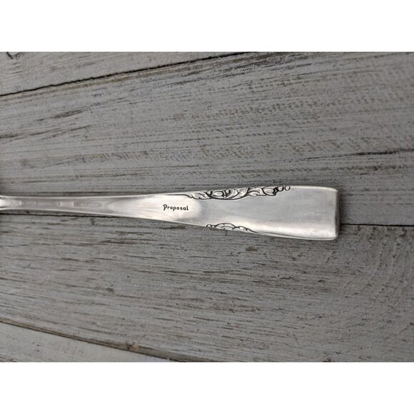 Vintage 1881 Rogers Proposal Silverplate Flatware Cold Meat Fork Serving - Picture 5 of 7